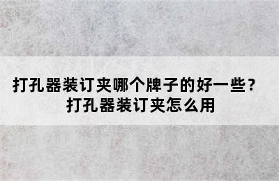 打孔器装订夹哪个牌子的好一些？ 打孔器装订夹怎么用